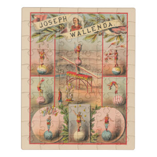 Vintage Circus Poster Showing Scenes Of Acrobatics Jigsaw Puzzle
