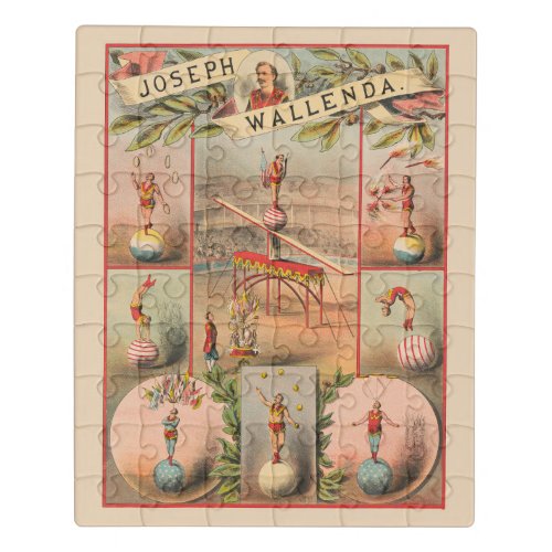 Vintage Circus Poster Showing Scenes Of Acrobatics Jigsaw Puzzle