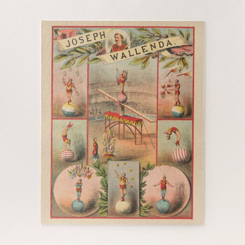 Vintage Circus Poster Showing Scenes Of Acrobatics Jigsaw Puzzle