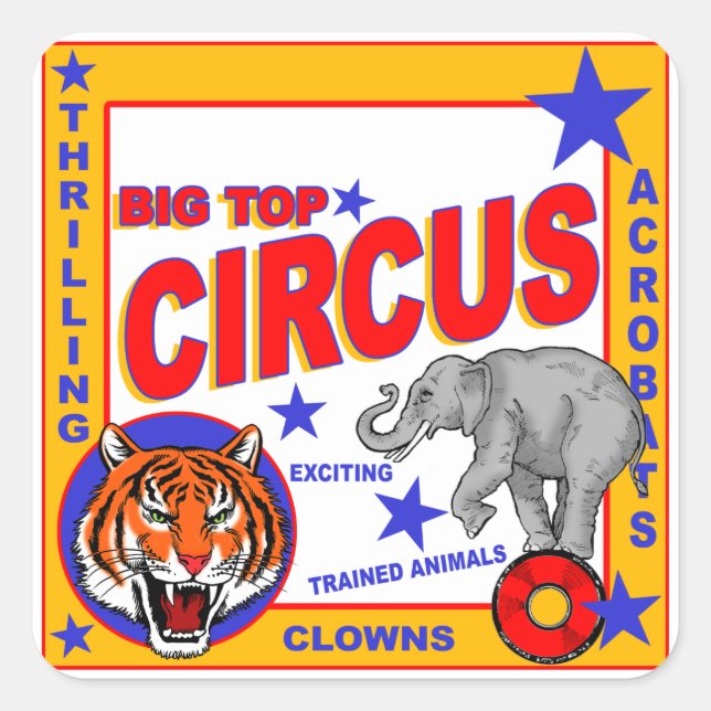 Vintage Circus Poster Square Sticker (Front)