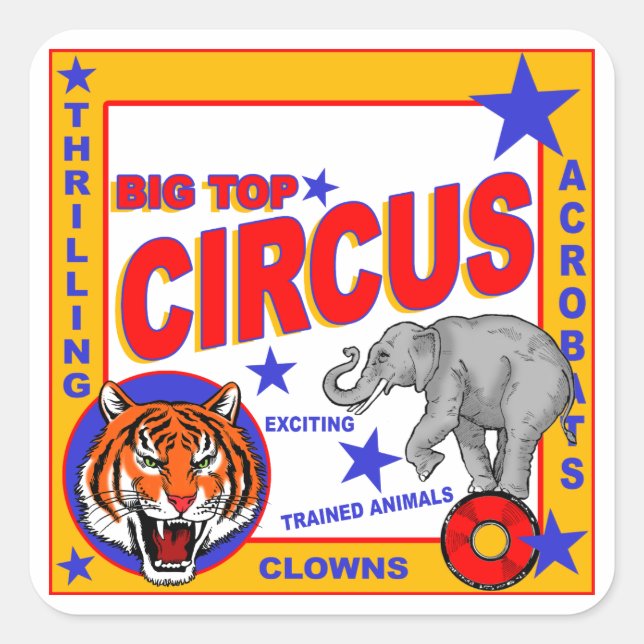 Vintage Circus Poster Square Sticker (Front)
