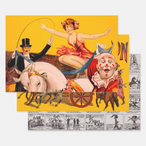 Vintage Circus Poster Wrapping Paper Sheets