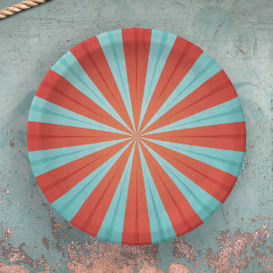 Vintage Circus Red & Blue Pattern Paper Plates