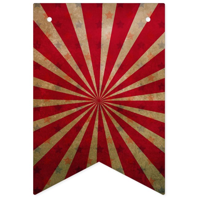 Vintage Circus Red Starburst Stripes Carnival Bunting Flags (First Flag)
