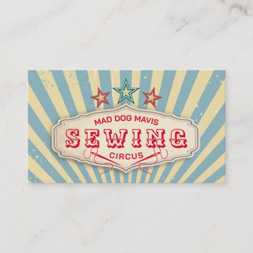 Vintage circus sewing needle thread craft show business card
