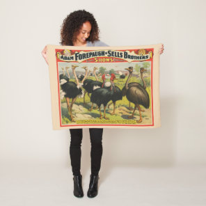 Vintage Circus Showing Ostriches And Large Birds. Fleece Blanket