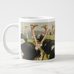 Vintage Circus Showing Ostriches And Large Birds. Giant Coffee Mug