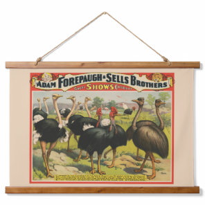 Vintage Circus Showing Ostriches And Large Birds. Hanging Tapestry