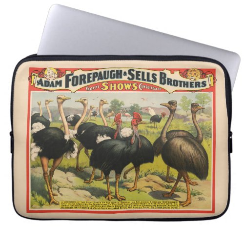 Vintage Circus Showing Ostriches And Large Birds Laptop Sleeve