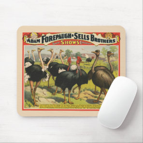 Vintage Circus Showing Ostriches And Large Birds. Mouse Pad