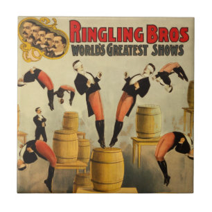 Vintage Circus Sideshow Poster Ceramic Tile