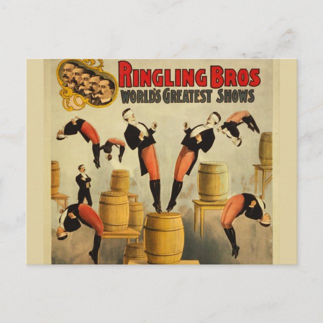 Vintage Circus Sideshow Poster Postcard (Front)