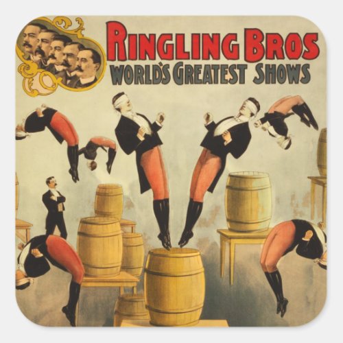 Vintage Circus Sideshow Poster Square Sticker