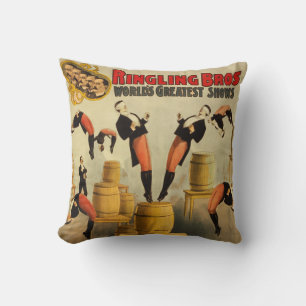Vintage Circus Sideshow Poster Throw Pillow