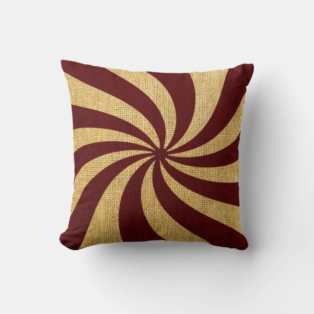 Vintage Circus Spiral Red Throw Pillow (Front)