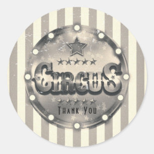 Vintage Circus Striped Stripes Custom Party Favor Classic Round Sticker