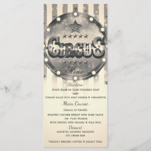 Vintage Circus Striped Stripes Custom Party Menu