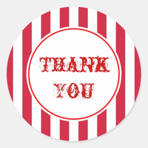 Vintage Circus Stripes Thank You Stickers