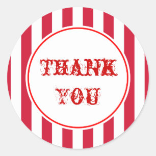 Vintage Circus Stripes Thank You Stickers