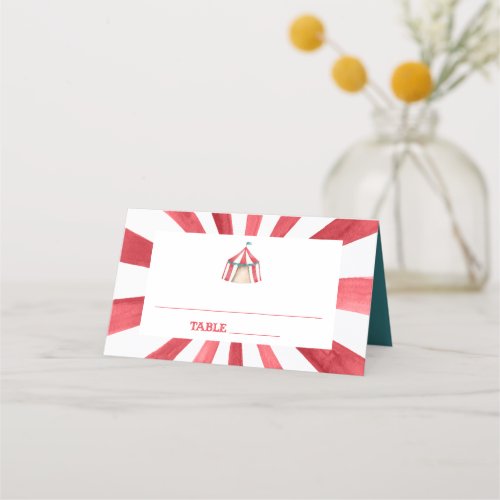 Vintage Circus Tent Birthday Party Place Card