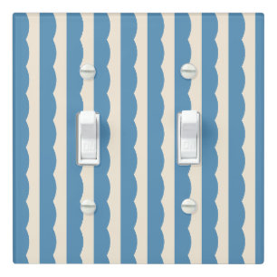 Vintage Circus Tent Blue & Cream Scalloped Stripes Light Switch Cover