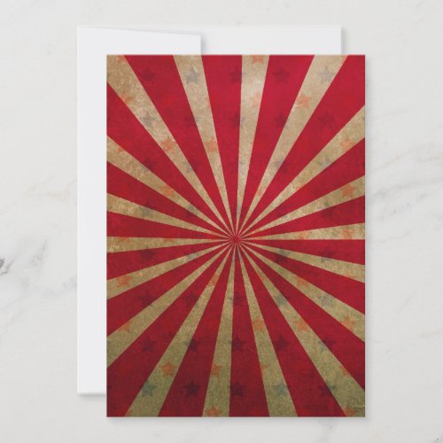 Vintage Circus Tent Stars Red Lines Carnival Invitation
