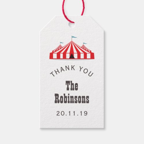 Vintage Circus Themed Birthday Party Gift Tags
