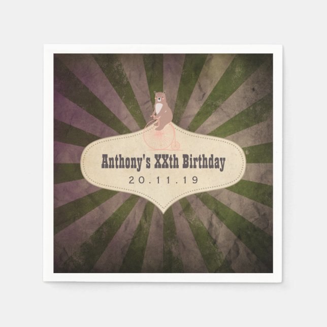 Vintage Circus Themed Birthday Party Napkins (Front)