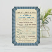 Vintage Circus Ticket Baby Boy Shower Invitation (Standing Front)