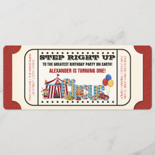 Vintage Circus Ticket Birthday Party Invitation