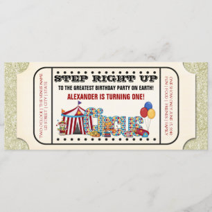 Vintage Circus Ticket Birthday Party Invitation
