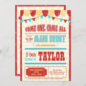Vintage circus typography birthday party invite (Front/Back)