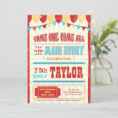 Vintage circus typography birthday party invite (Standing Front)