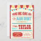 Vintage circus typography birthday party invite