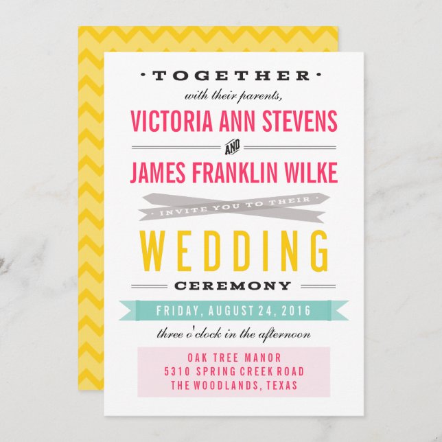 Vintage Circus Wedding Invitations (Front/Back)
