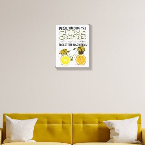 Vintage Citrus Bicycle Wall Canvas with Sunflowers Photo Tile