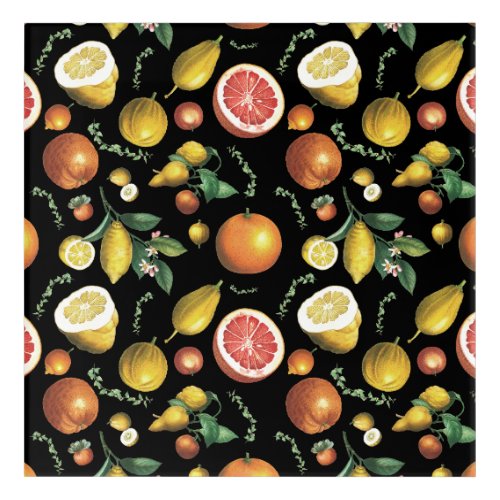 Vintage citrus fruits design acrylic print