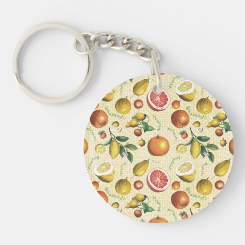 Vintage citrus fruits design keychain