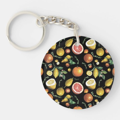 Vintage citrus fruits design keychain