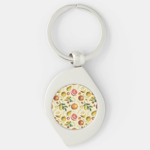 Vintage citrus fruits design keychain