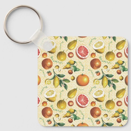 Vintage citrus fruits design keychain