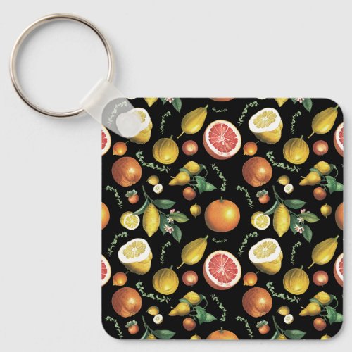 Vintage citrus fruits design keychain