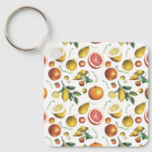 Vintage citrus fruits design keychain