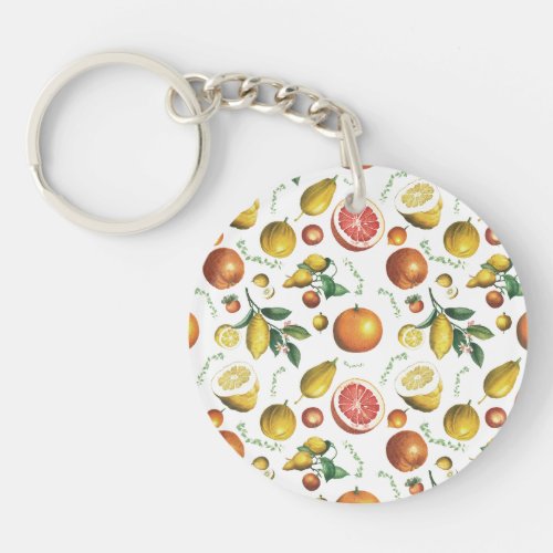 Vintage citrus fruits design keychain