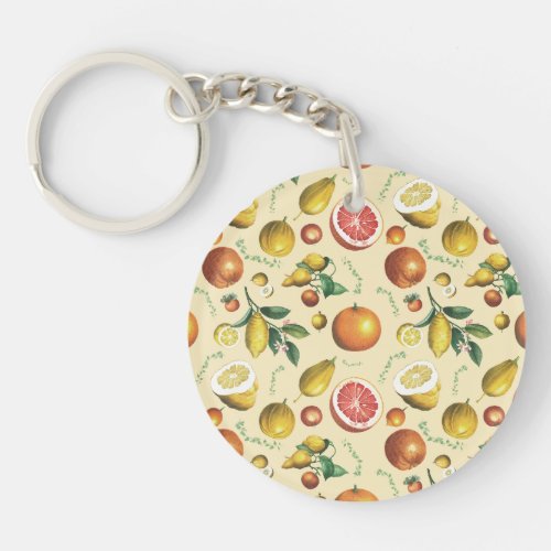 Vintage citrus fruits design keychain