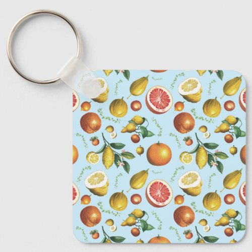 Vintage citrus fruits design keychain