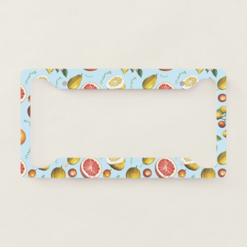 Vintage citrus fruits design license plate frame