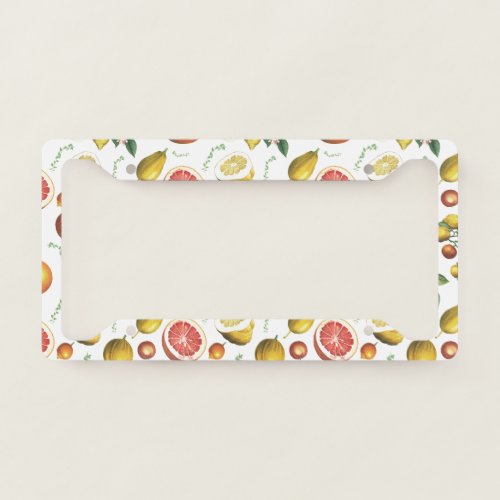 Vintage citrus fruits design license plate frame