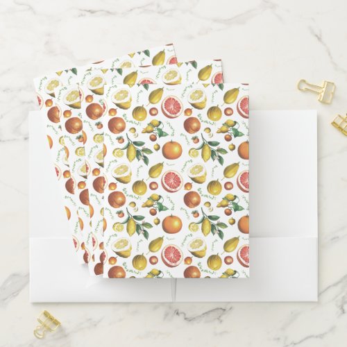 Vintage citrus fruits design pocket folder