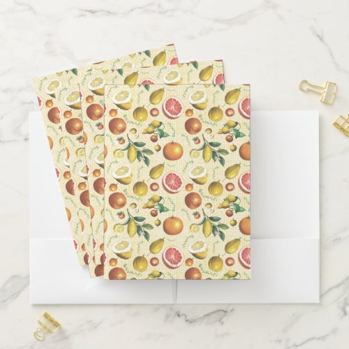 Vintage citrus fruits design pocket folder